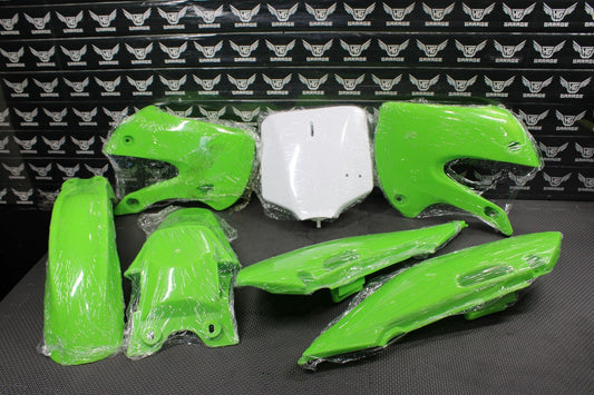 00 - 04 KAWASAKI KX65 AFTERMARKET GREEN PLASTICS BODY KIT FENDERS FAIRINGS PANEL - hggarage