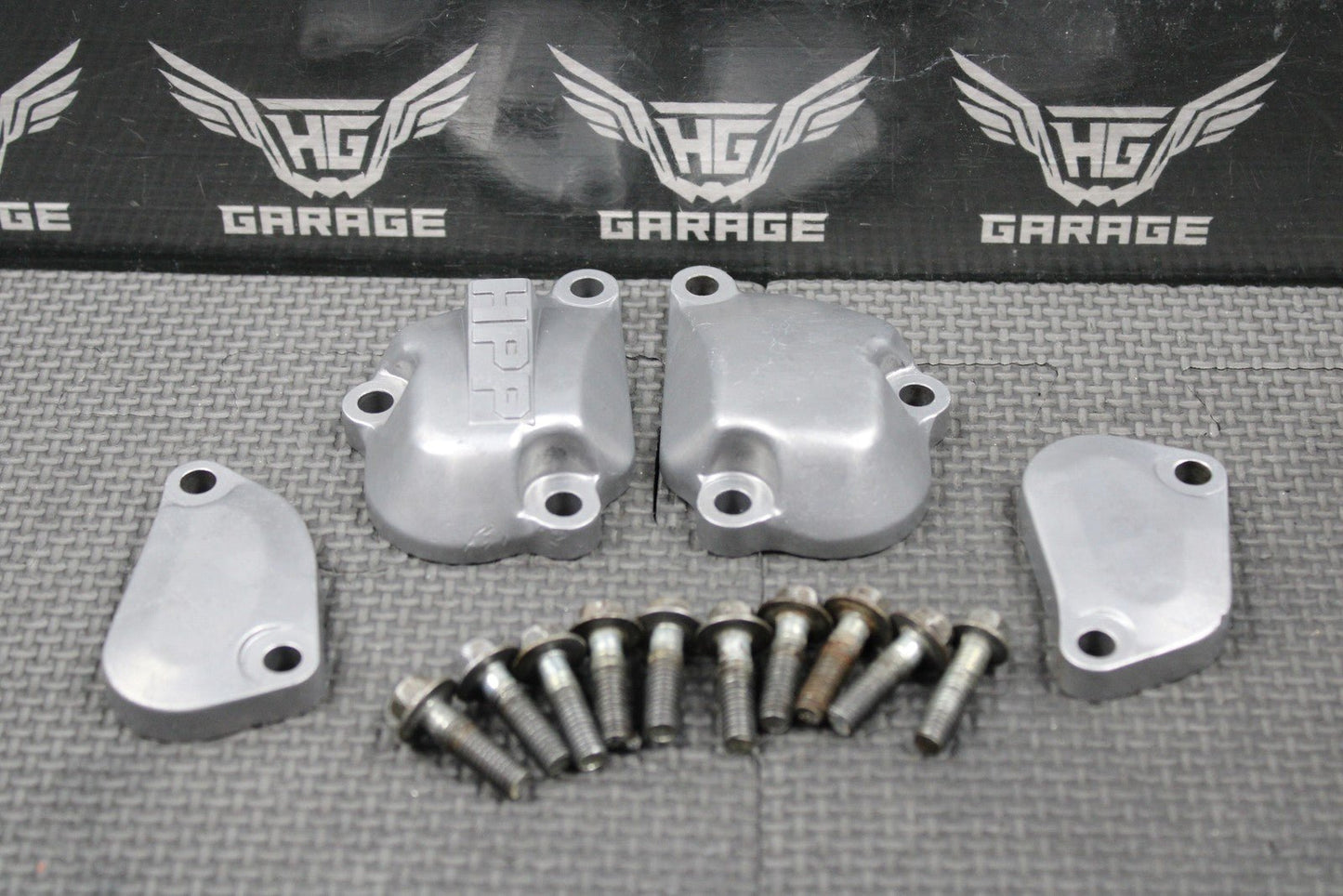 1988 88 - 91 HONDA CR250R OEM EXHAUST POWERVALVE CYLINDER SIDE COVERS TOP & SIDES - hggarage