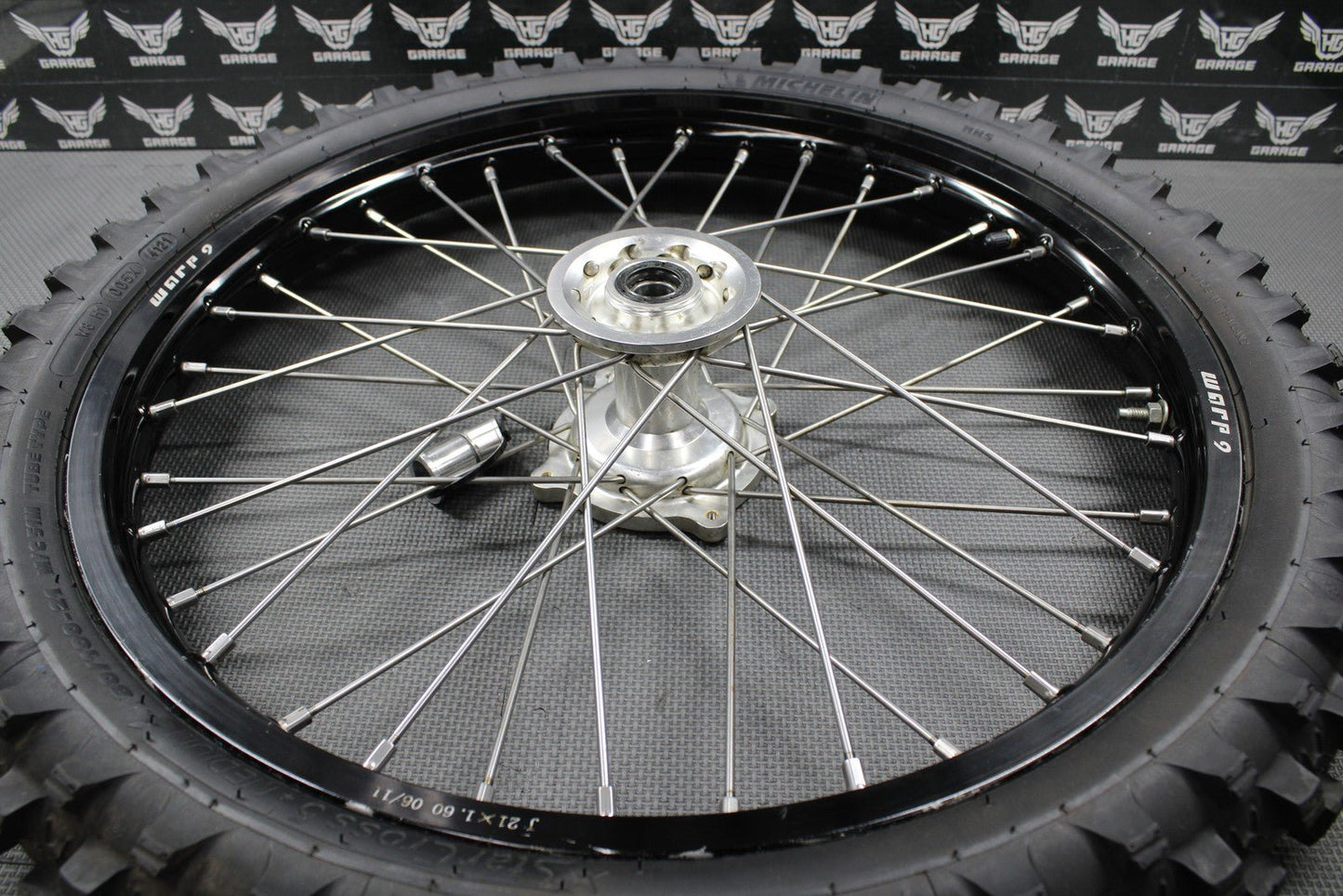 2014 KAWASAKI 10 - 18 KX250F WARP 9 BLACK FRONT WHEEL RIM BILLET HUB LIKE NEW TIRE - hggarage