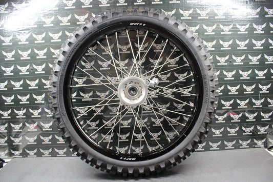 2014 KAWASAKI 10 - 18 KX250F WARP 9 BLACK FRONT WHEEL RIM BILLET HUB LIKE NEW TIRE - hggarage