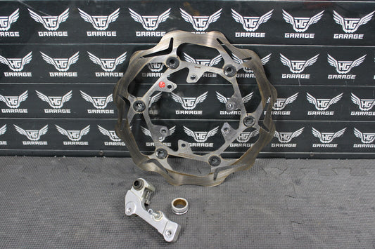 2013 HONDA CRF450R BRAKING OVERSIZED FRONT BRAKE DISC ROTOR BRACKET ASSEMBLY