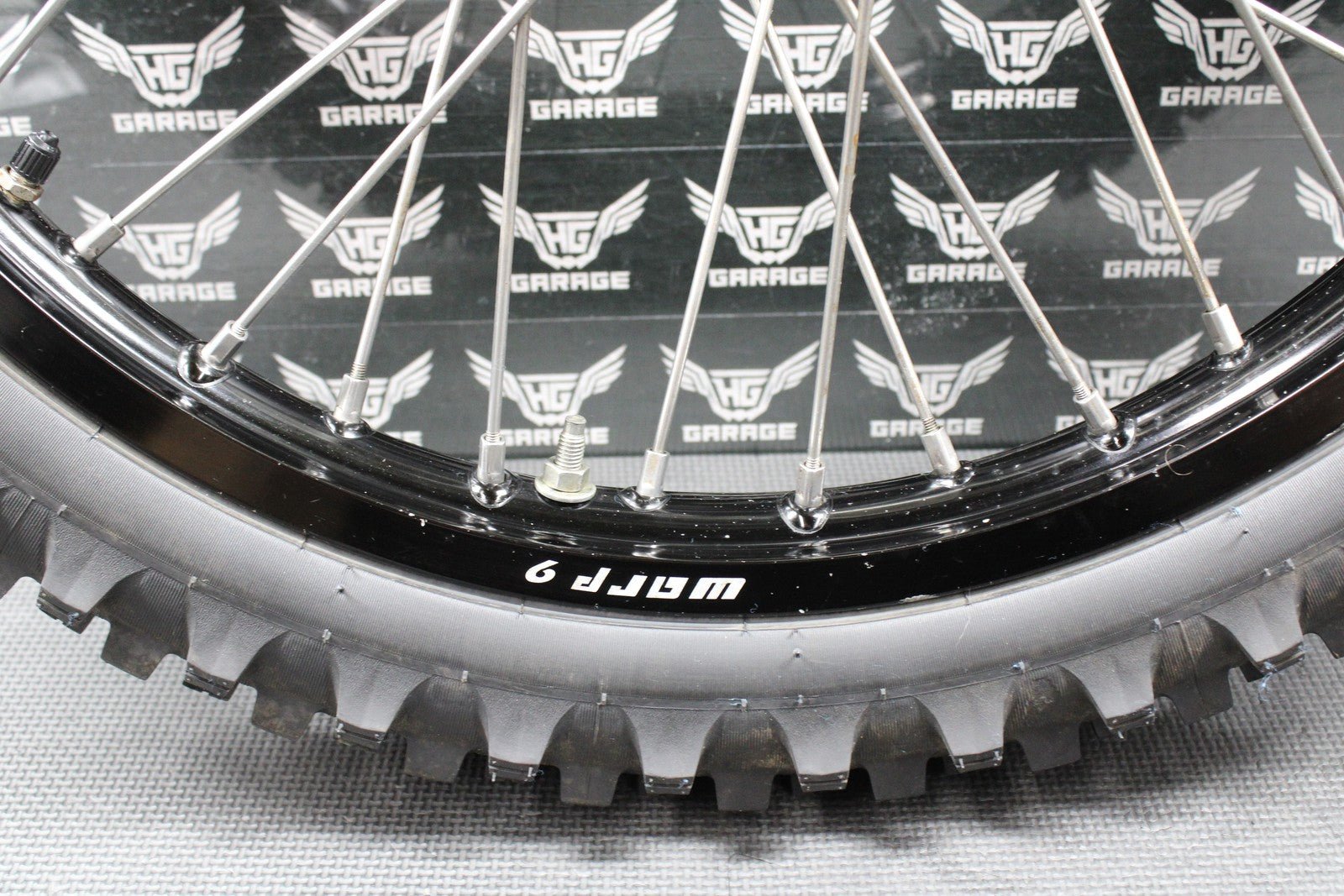2014 KAWASAKI 10 - 18 KX250F WARP 9 BLACK FRONT WHEEL RIM BILLET HUB LIKE NEW TIRE - hggarage