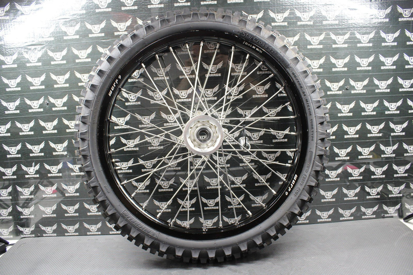 2014 KAWASAKI 10 - 18 KX250F WARP 9 BLACK FRONT WHEEL RIM BILLET HUB LIKE NEW TIRE - hggarage