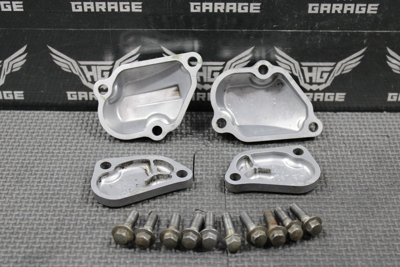1988 88 - 91 HONDA CR250R OEM EXHAUST POWERVALVE CYLINDER SIDE COVERS TOP & SIDES - hggarage