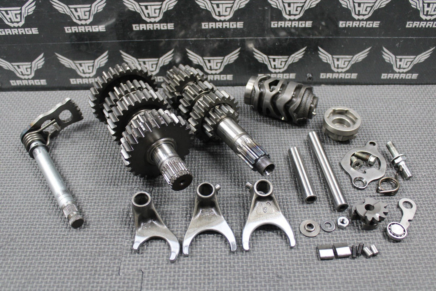 2007 KAWASAKI KX250F OEM TRANSMISSION TRANNY GEARBOX GEARS SHIFT FORKS GOOD - hggarage