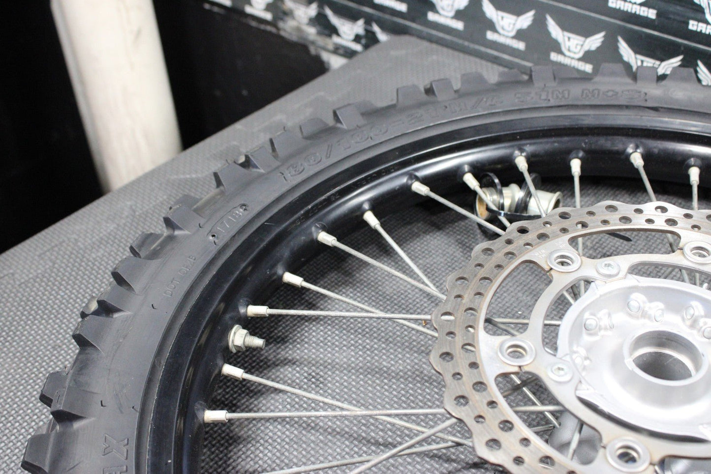 2014 KAWASAKI KX250F 10 - 18 OEM FRONT WHEEL RIM HUB SPOKES ASSEMBLY BLACK - hggarage