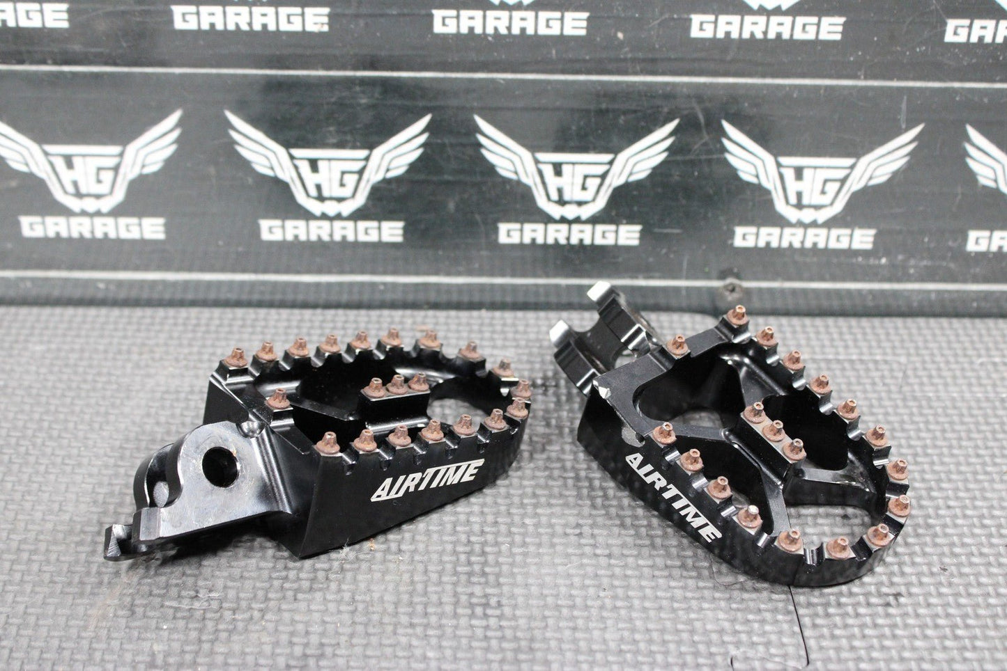 2007 HONDA CRF450R AIR TIME BILLET FOOT PEGS PEDALS FRAME STAND FOOTPEG BLACK - hggarage