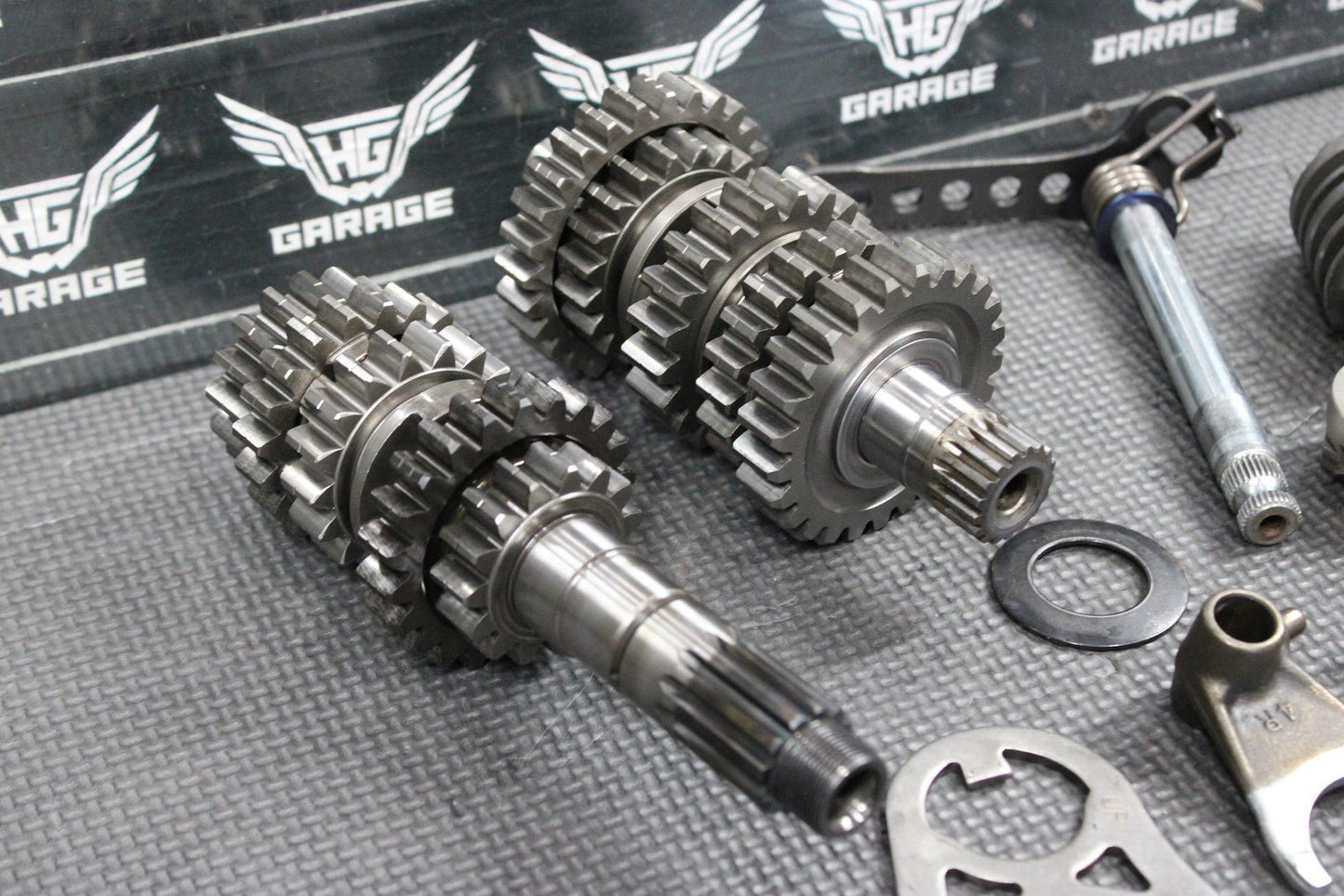 2007 HONDA CRF450R OEM ENGINE TRANSMISSION TRANNY GEARBOX SHIFT FORKS SHAFT DRUM - hggarage