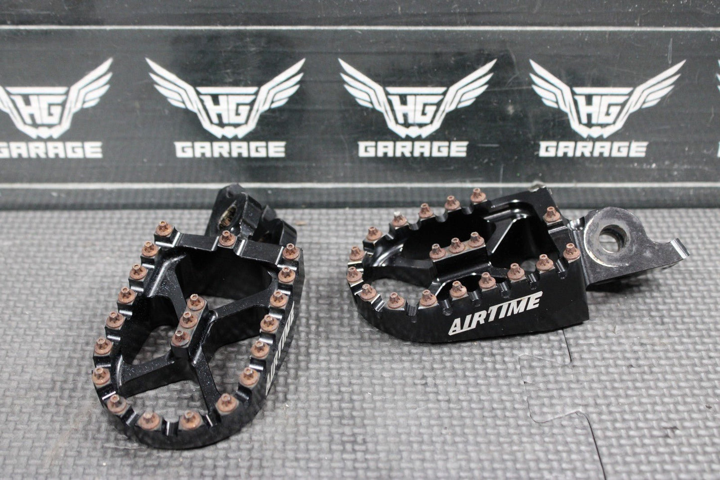 2007 HONDA CRF450R AIR TIME BILLET FOOT PEGS PEDALS FRAME STAND FOOTPEG BLACK - hggarage