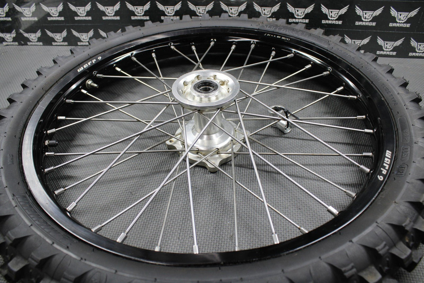 2014 KAWASAKI 10 - 18 KX250F WARP 9 BLACK FRONT WHEEL RIM BILLET HUB LIKE NEW TIRE - hggarage