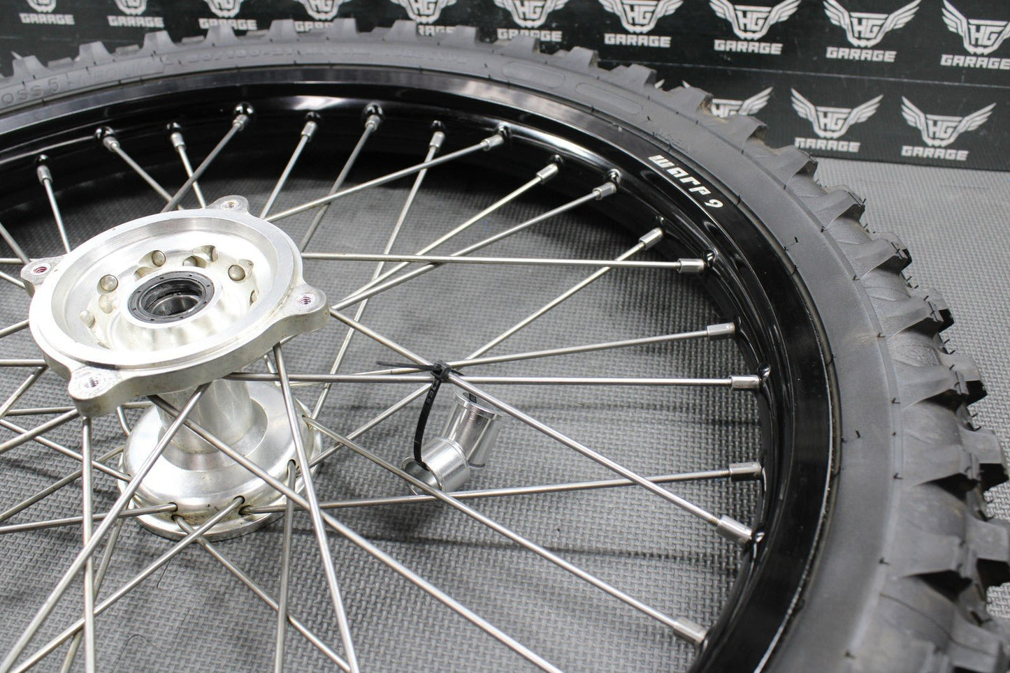 2014 KAWASAKI 10 - 18 KX250F WARP 9 BLACK FRONT WHEEL RIM BILLET HUB LIKE NEW TIRE - hggarage