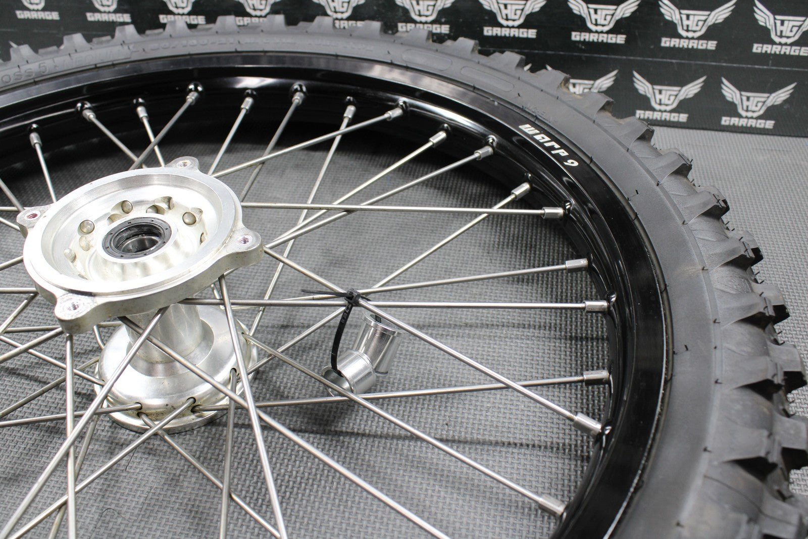 2014 KAWASAKI 10 - 18 KX250F WARP 9 BLACK FRONT WHEEL RIM BILLET HUB LIKE NEW TIRE - hggarage