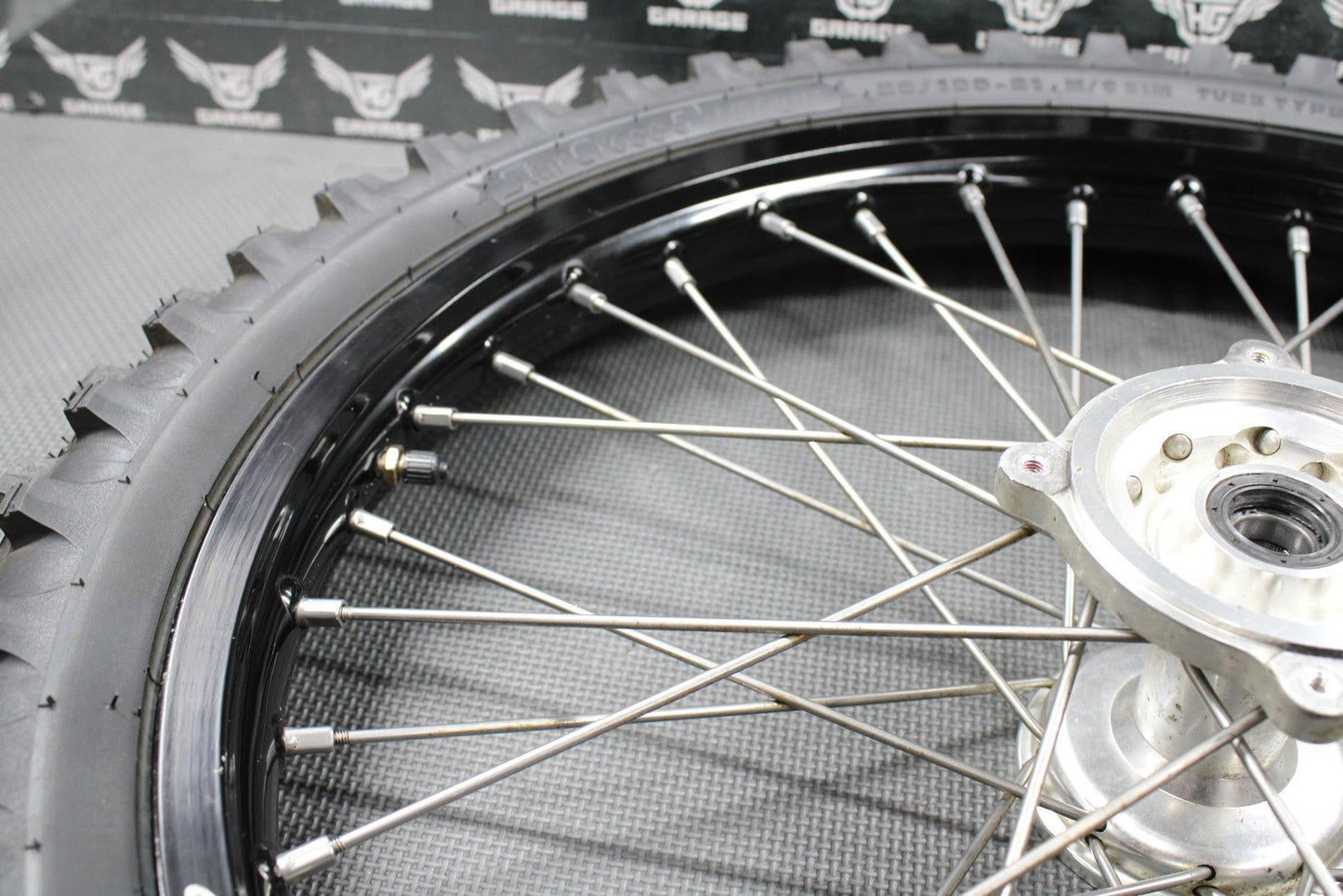 2014 KAWASAKI 10 - 18 KX250F WARP 9 BLACK FRONT WHEEL RIM BILLET HUB LIKE NEW TIRE - hggarage