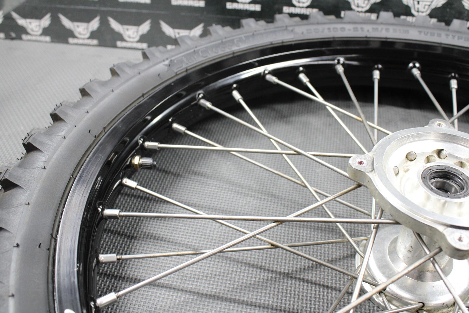 2014 KAWASAKI 10 - 18 KX250F WARP 9 BLACK FRONT WHEEL RIM BILLET HUB LIKE NEW TIRE - hggarage