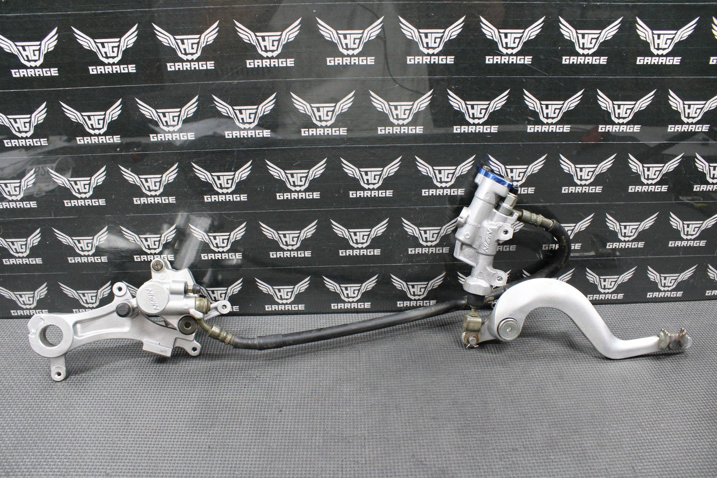 2009 YAMAHA YZ450F OEM NISSIN REAR BACK BRAKE CALIPER MASTER CYLINDER LEVER LINE - hggarage