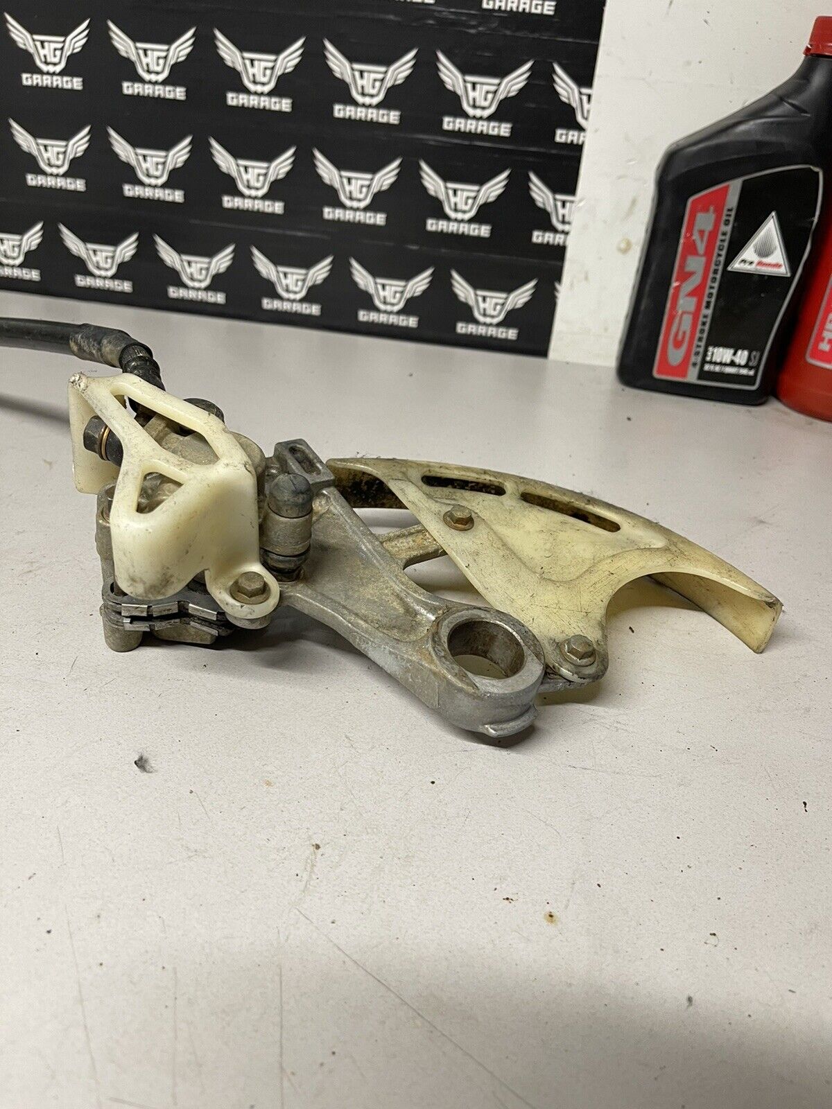 2002 HONDA CR125R OEM NISSIN REAR BACK BRAKE ASSEMBLY LEVER LINE CALIPER MASTER