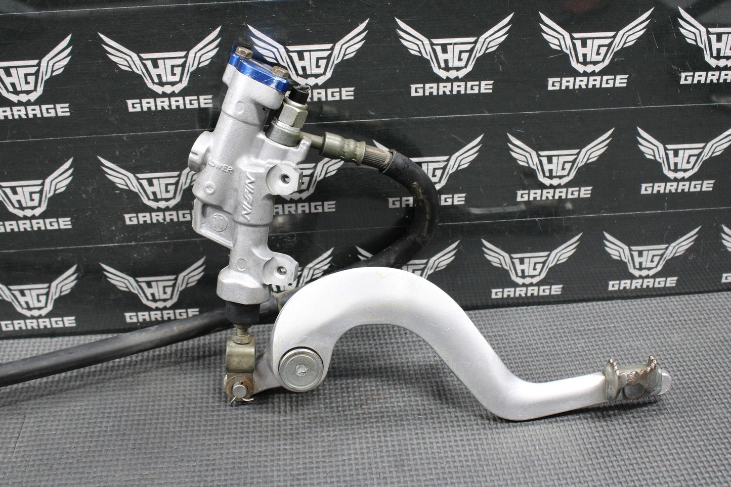 2009 YAMAHA YZ450F OEM NISSIN REAR BACK BRAKE CALIPER MASTER CYLINDER LEVER LINE - hggarage