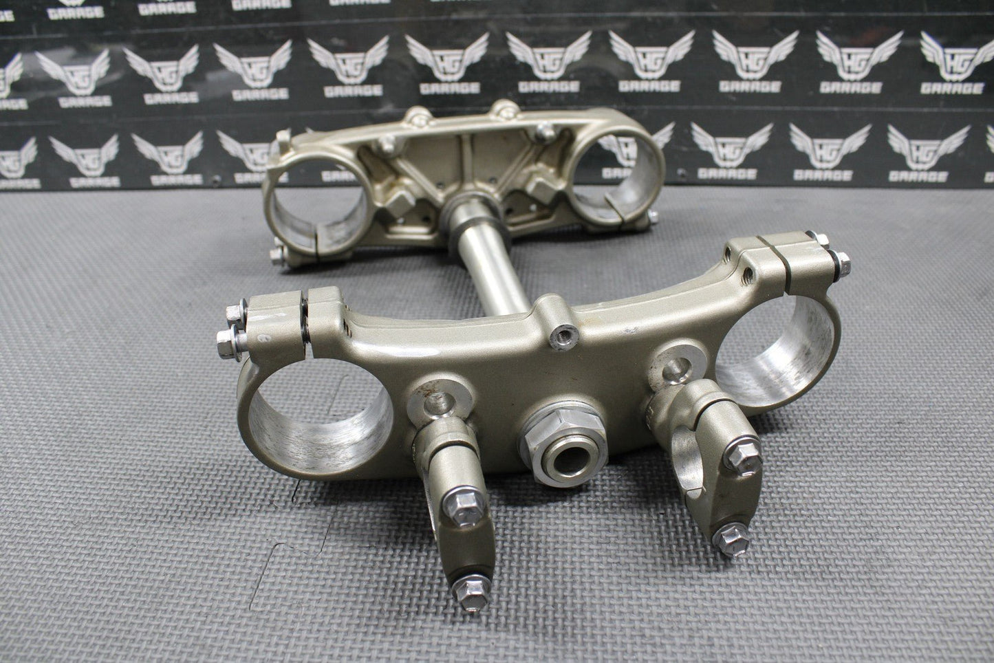 2009 YAMAHA YZ450F OEM FRONT FORKS LOWER UPPER TRIPLE TREE STEM BAR CLAMP STEM - hggarage