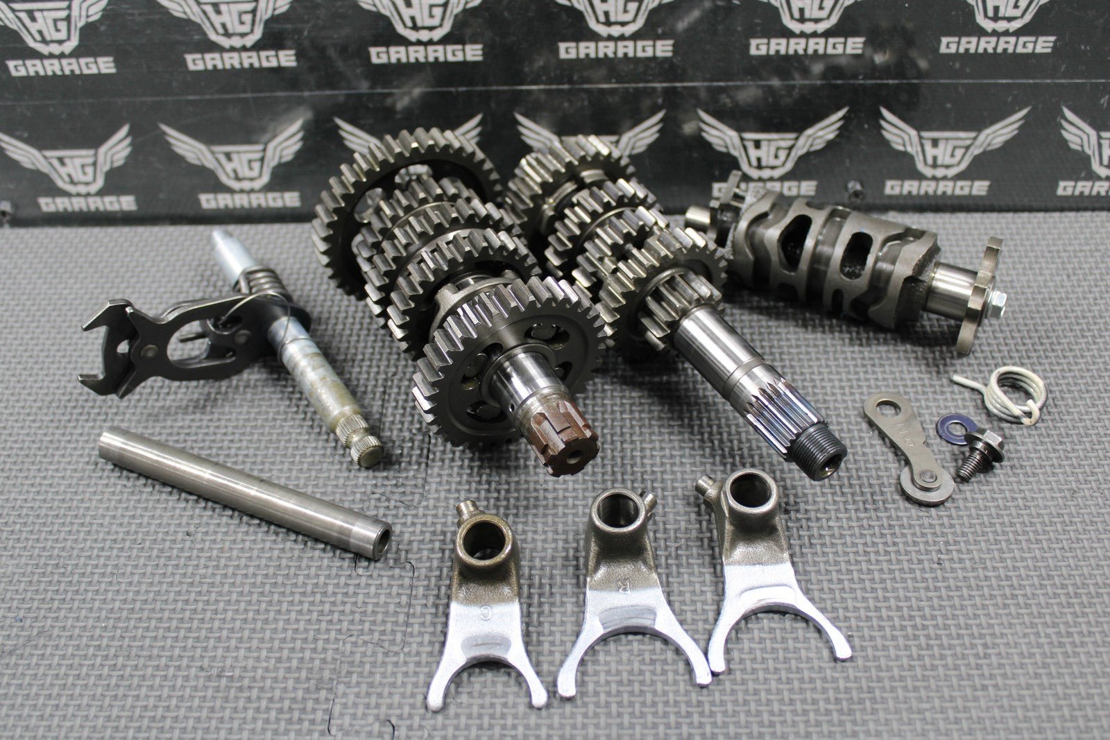 1991 HONDA 90 - 95 XR250R OEM TRANSMISSION TRANNY GEARBOX GEARS SHIFT FORKS GOOD! - hggarage