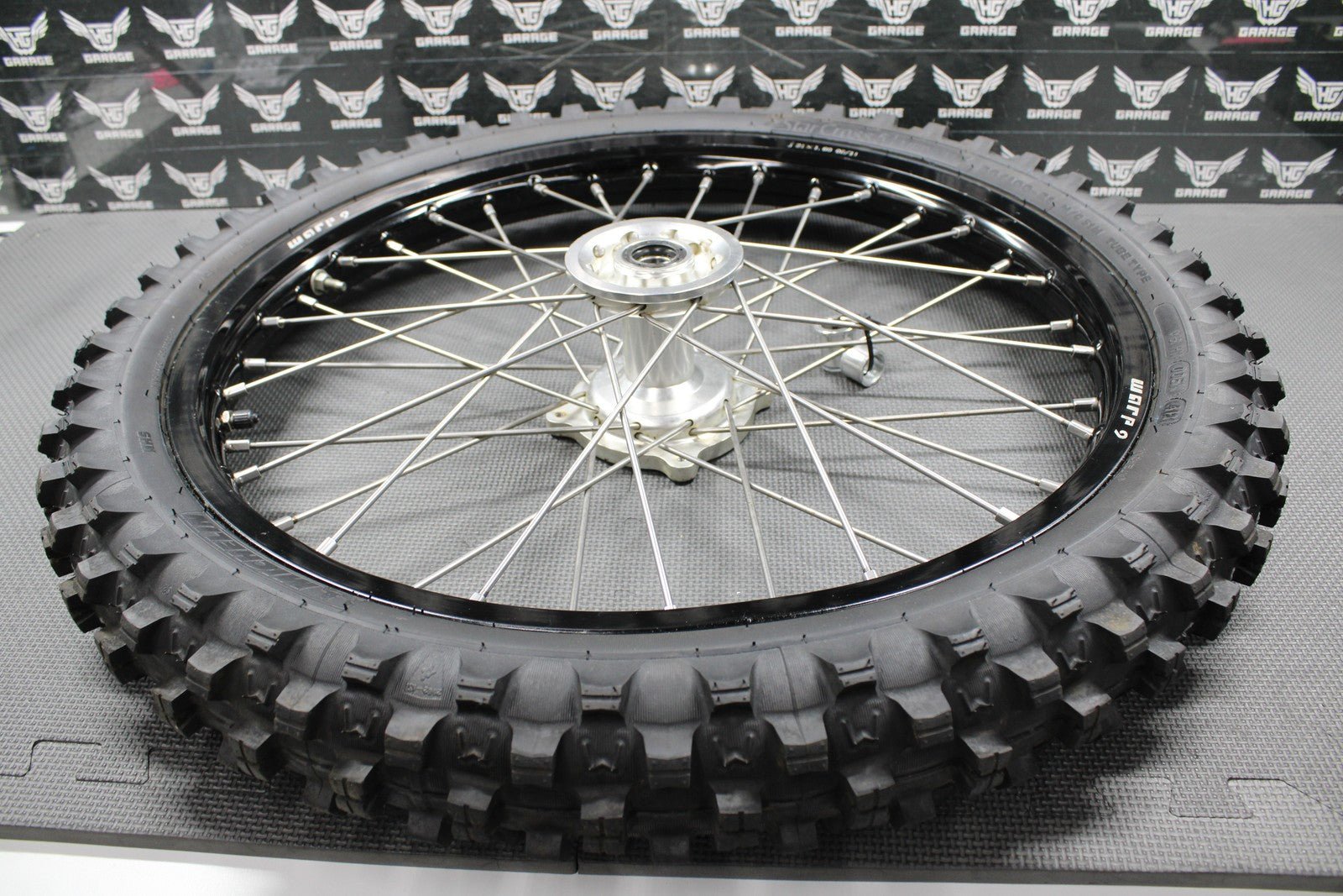 2014 KAWASAKI 10 - 18 KX250F WARP 9 BLACK FRONT WHEEL RIM BILLET HUB LIKE NEW TIRE - hggarage