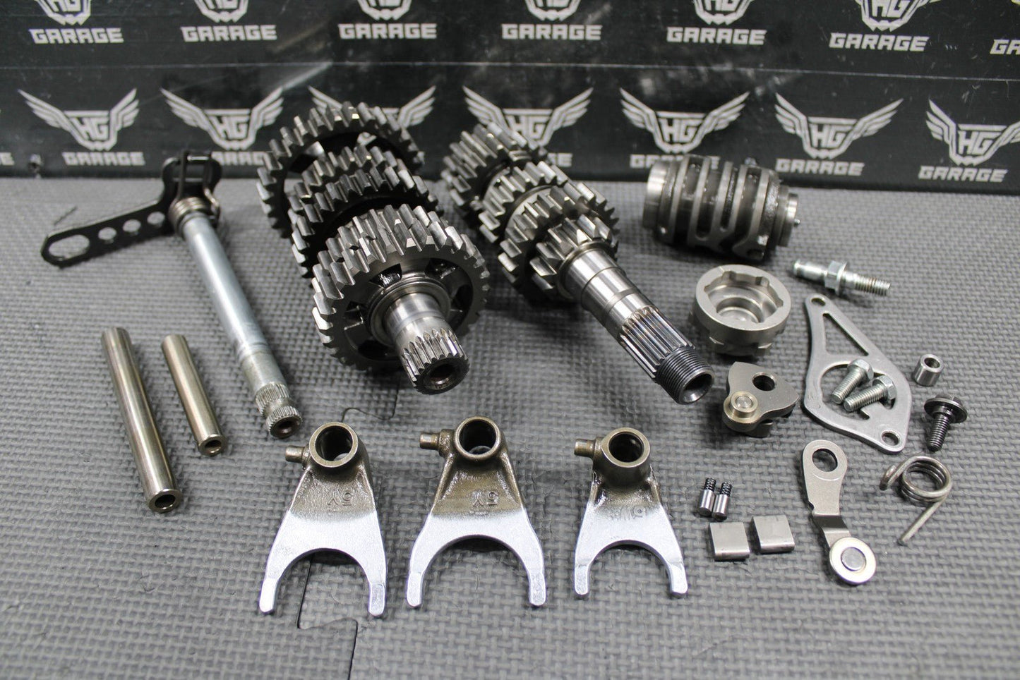 2008 HONDA CRF250R OEM TRANSMISSION TRANNY GEARBOX GEARS SHIFT FORKS NICE! - hggarage