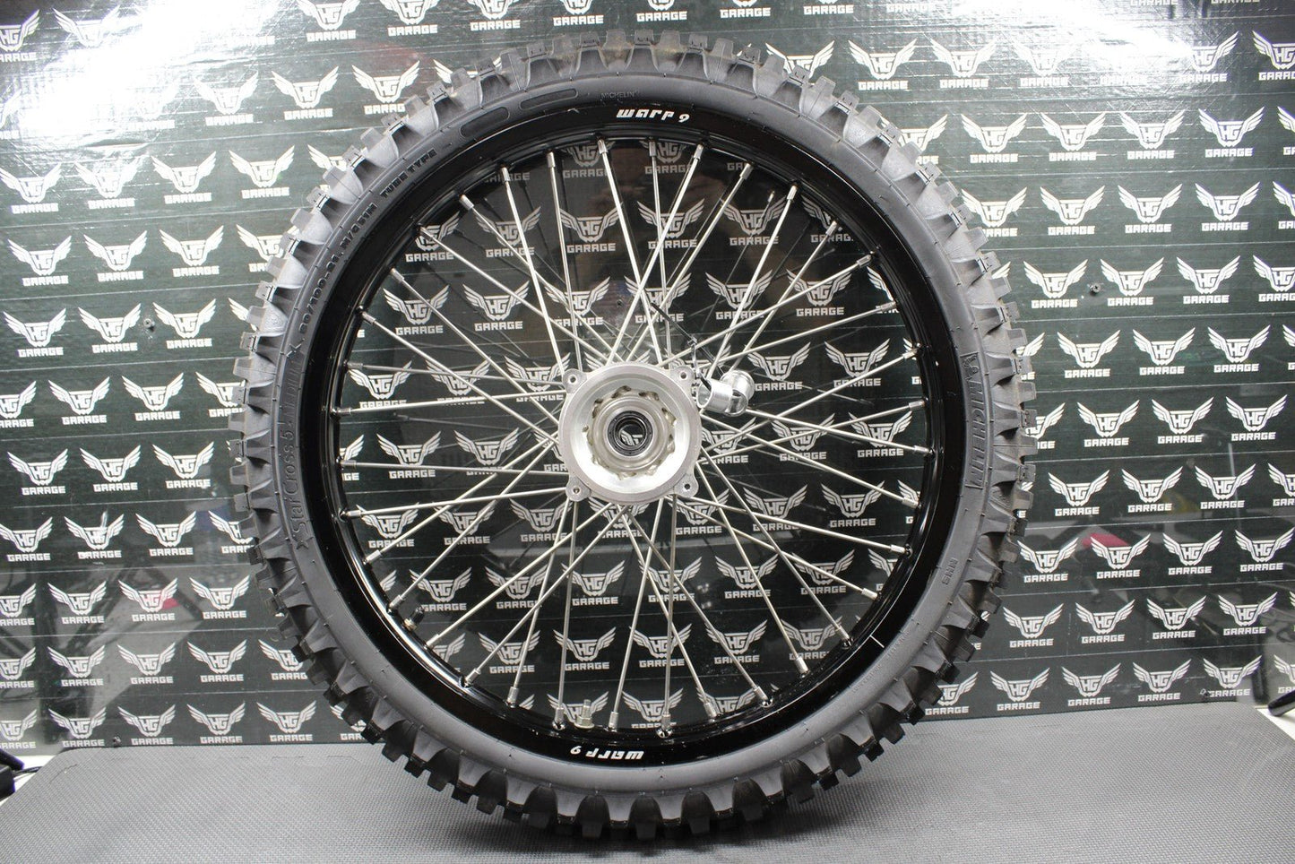 2014 KAWASAKI 10 - 18 KX250F WARP 9 BLACK FRONT WHEEL RIM BILLET HUB LIKE NEW TIRE - hggarage