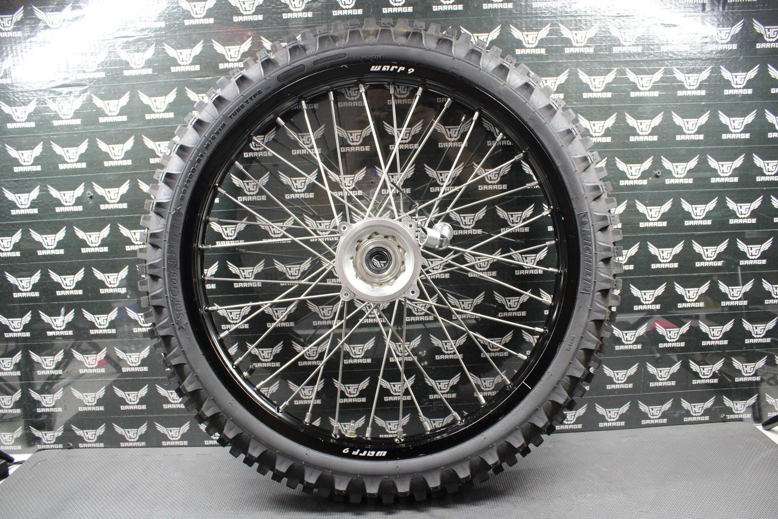 2014 KAWASAKI 10 - 18 KX250F WARP 9 BLACK FRONT WHEEL RIM BILLET HUB LIKE NEW TIRE - hggarage