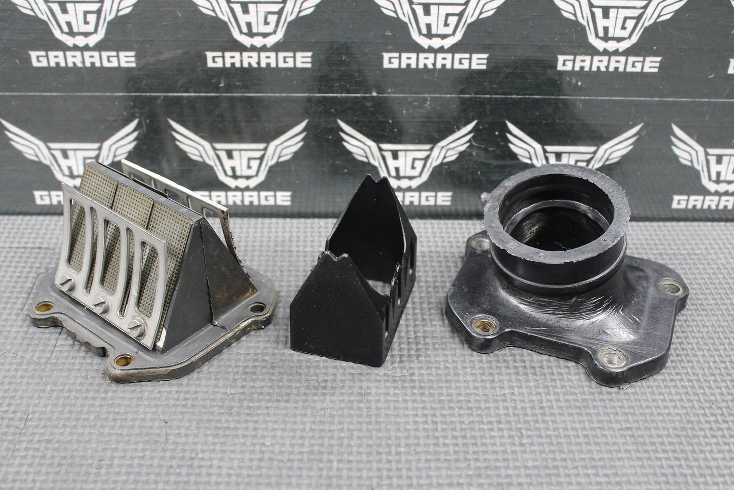 1995 KTM 250 300 OEM INTAKE BOOT REED BLOCK ASSEMBLY 54630050000 54630351244 - hggarage