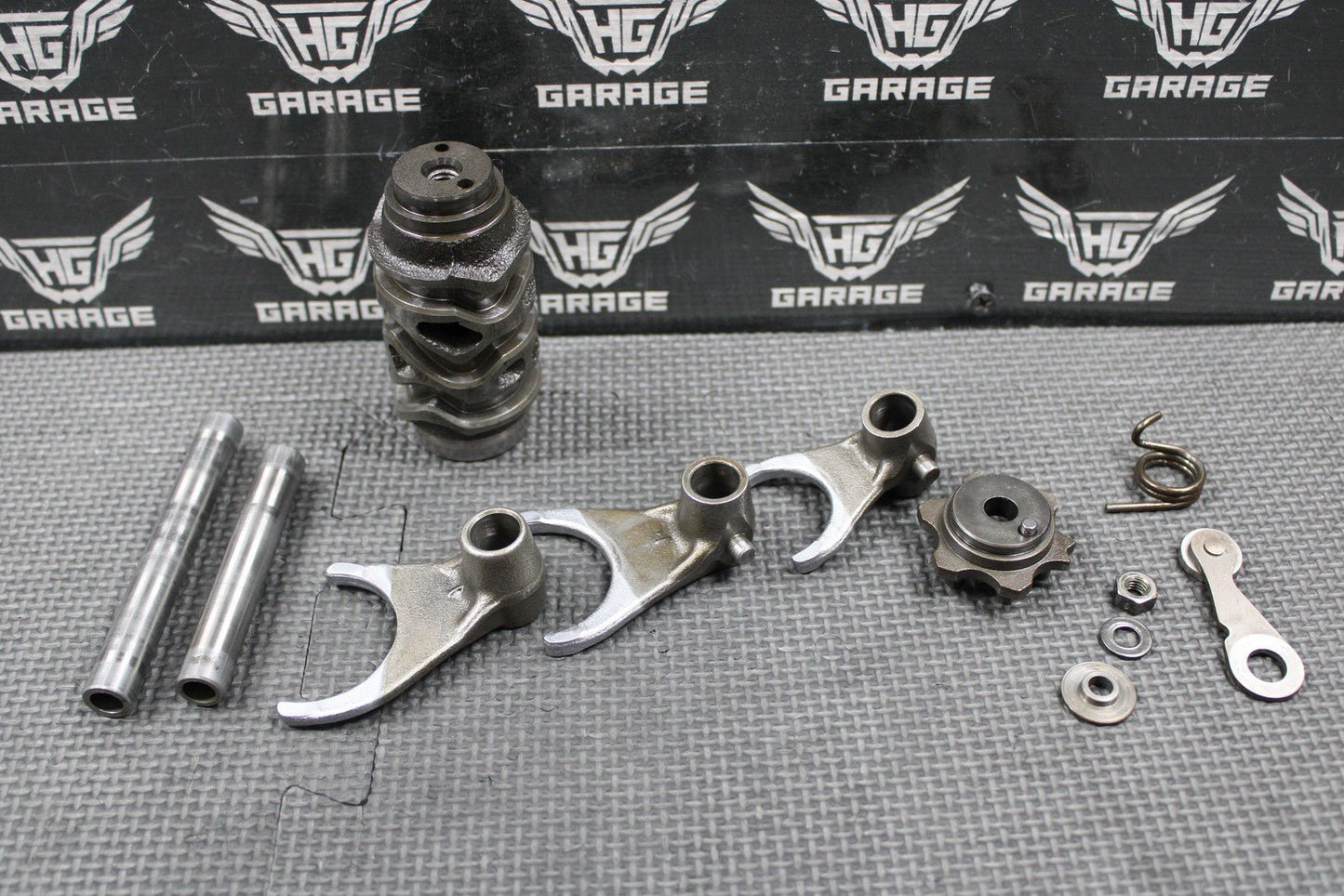 1996 95 - 02 KAWASAKI KX125 OEM TRANSMISSION GEAR SHIFT FORKS DRUM GEARBOX SHAFT - hggarage