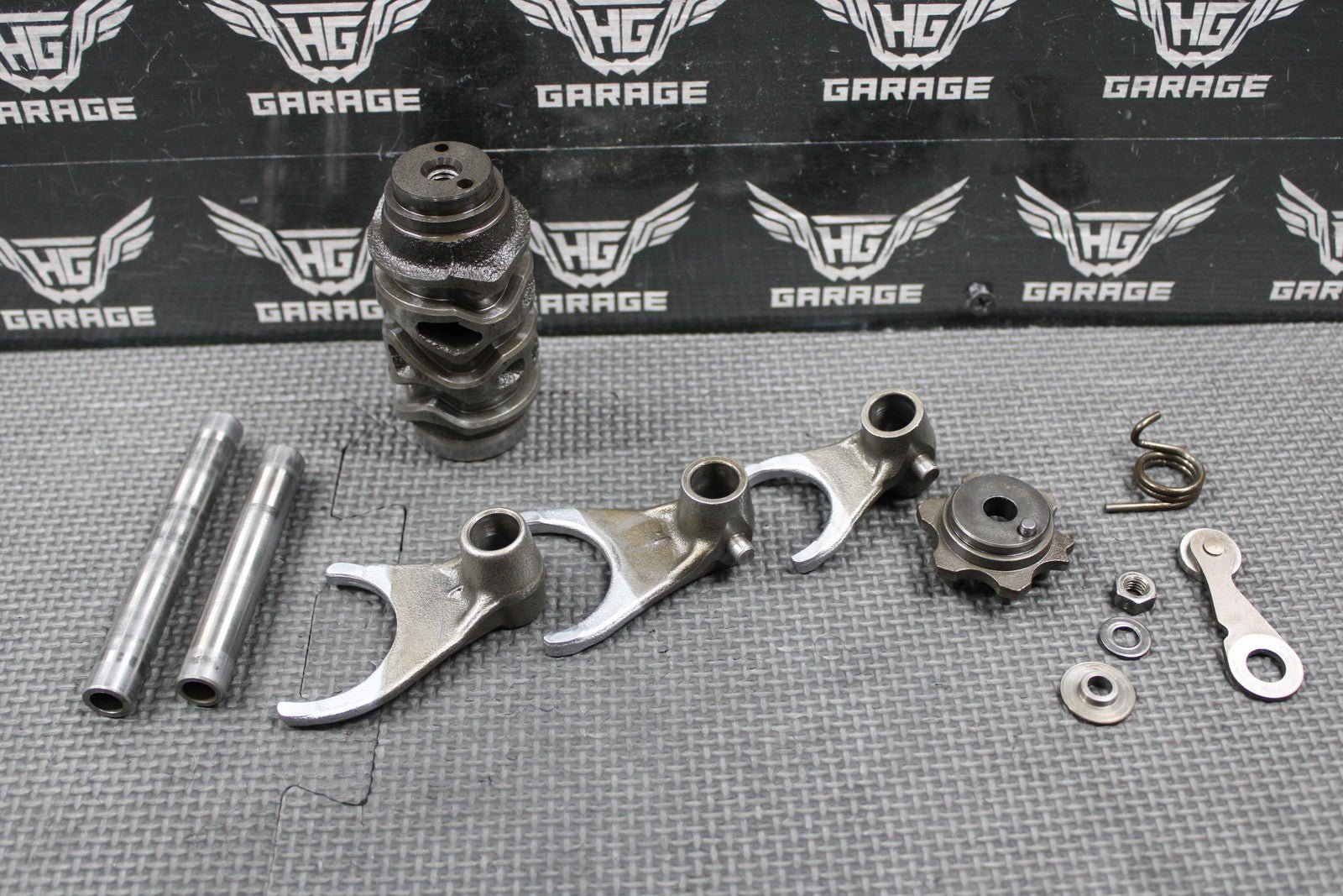 1996 95 - 02 KAWASAKI KX125 OEM TRANSMISSION GEAR SHIFT FORKS DRUM GEARBOX SHAFT - hggarage