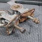 1991 87 - 95 HONDA CR80R OEM SWINGARM CHAIN TENSIONER ADJUSTMENT BRACKETS - hggarage