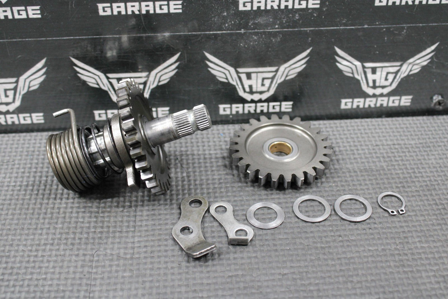 2005 SUZUKI RM85 OEM KICKSTART KICK START SHAFT W IDLER GEAR & BRACKETS - hggarage