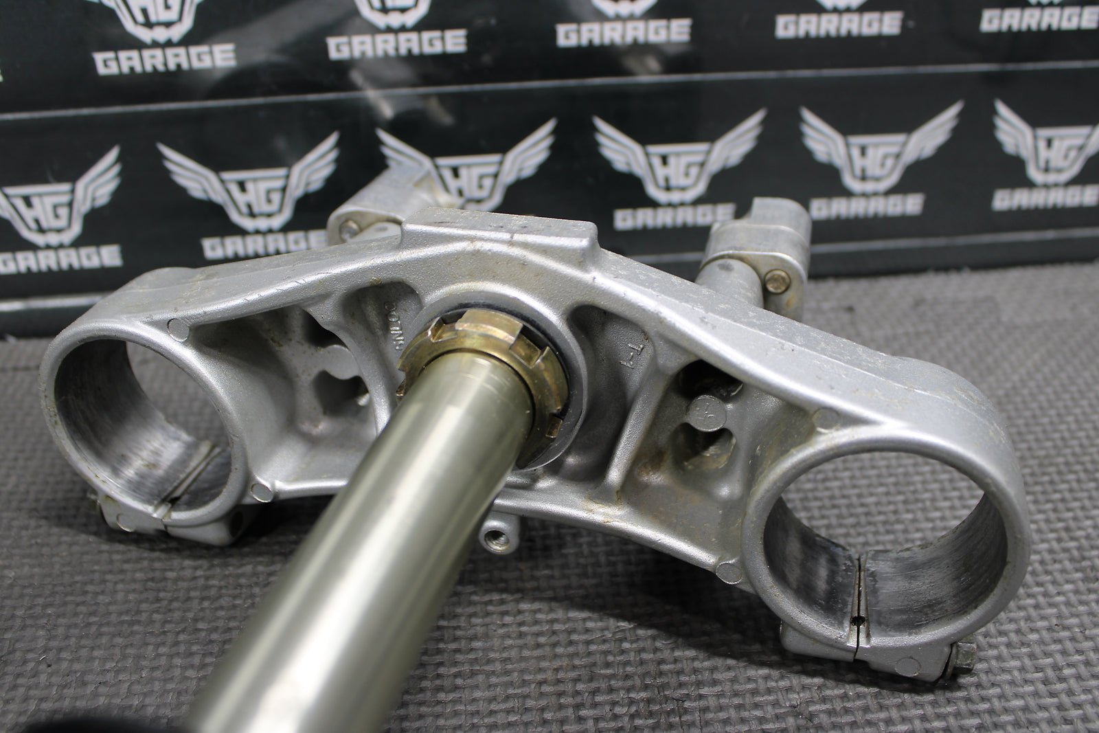 2002 YAMAHA YZ250F OEM FRONT FORKS LOWER UPPER TRIPLE TREE STEM CLAMP FAT BAR - hggarage